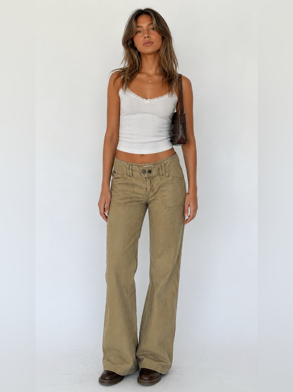 Tommy Hilfiger Flare Jeans Womens 7 Tan Corduroy Bootcut Y2K Retro Hippie Casual